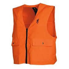 Browning 3051000103 Blaze Orange Safety Vest Zip Front Back License Loop Large Snap Shell Pockets Size Large
