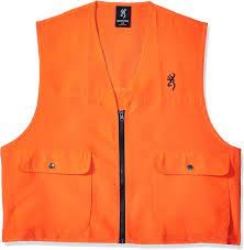 Browning 3051000104 Blaze Orange Safety Vest Zip Front Back License Loop Large Snap Shell Pockets Size Xtra Large