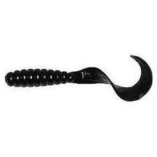 Mister Twister TTSF20-3 Teenie Curly Tail Grub, 2", Black, 20/Pack