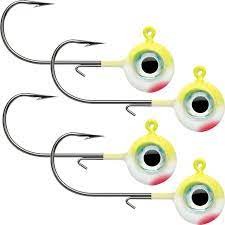 VMC NME14-GL Neon Moon Eye Jig, 1/4 oz, 2/0 Hook, Glow,4 Pk