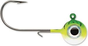 VMC NME14-GFU Neon Moon Eye Jig 1/4 oz, 2/0 Hook, Green Fire UV,4 Pk