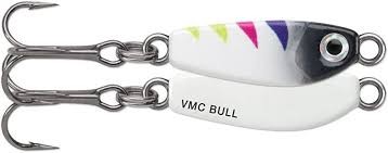 VMC BLS116GBWB Bull Spoon, Sinking, 7/8", 1/16 oz, Sz 12 Treble, Glow Black Wonderbread
