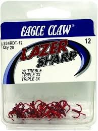 Eagle Claw L934RDTH-12 Lazer Sharp Treble Hook, Size 12, 3 oz, Needle