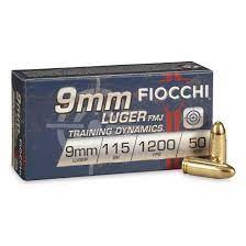 Fiocchi 9AP Pistol Shooting Dynamics Pistol Ammo 9MM, FMJ, 115 Gr, 1200 fps, 50 Rnd, Boxed