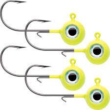 VMC NME18-CO Neon Moon Eye Jig, 1/8 oz, 1/0 Hook, Chartreuse Orange,4 Pk