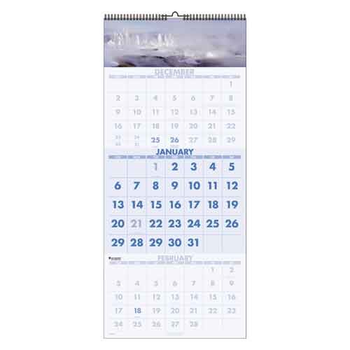 Scenic 3-Month Wall Calendar, 12-1/4" x 27"