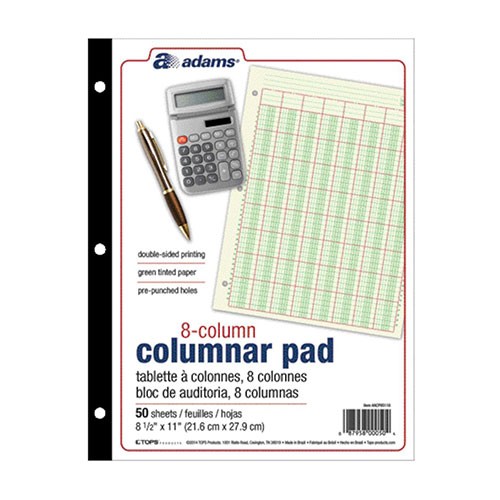 Columnar Pad, 8 Col, 11" x 8-1/2"