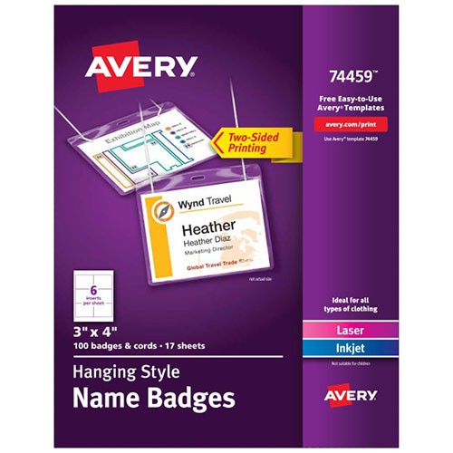 Top-Loading Hanging-Style Name Badges, 3" x 4", 100 Badges