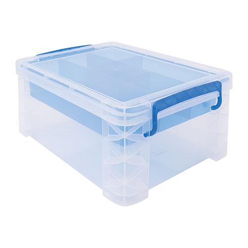 SuperStacker Divded Supply BoxClear Base/Blue Handles&Insert