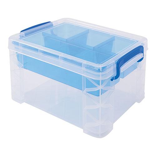 SuperStacker Divided Strg Box Clear Base/Blue Handles&Insert