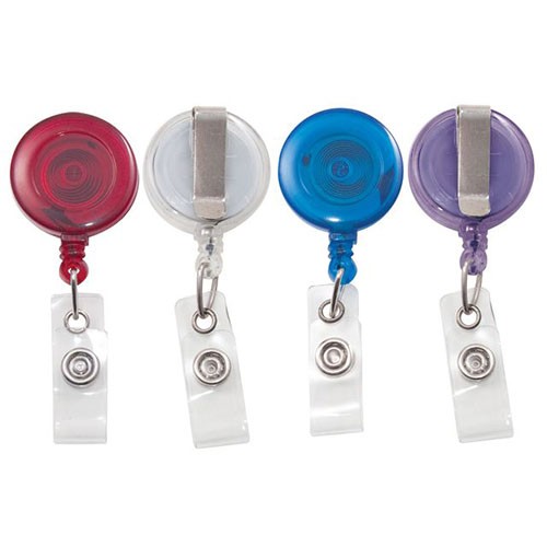 Advantus Retractable ID Badge Reel, Assorted Translucent Colors, 4 Pack