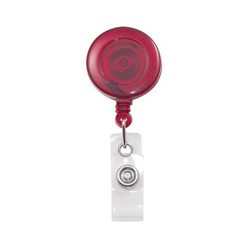 Advantus Retractable ID Badge Reel, Translucent Red, 12 Pack