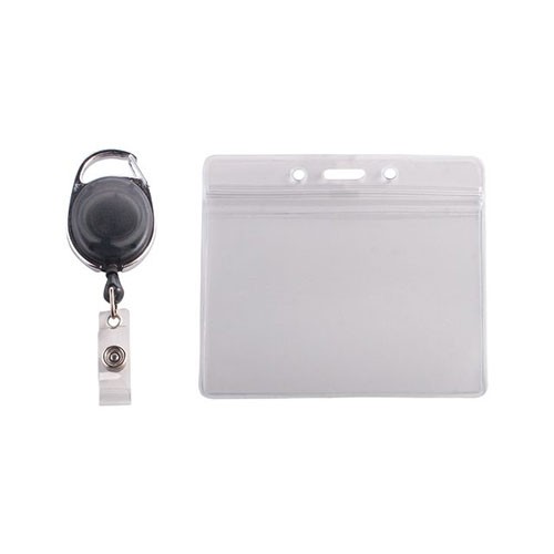 Advantus Retractable Carabiner with Badge Holder, Smoke/Clear, 10 Pack