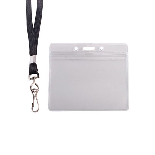 Advantus Resealable Badge Holder with Lanyard, Frosted/Black, 20 Pack