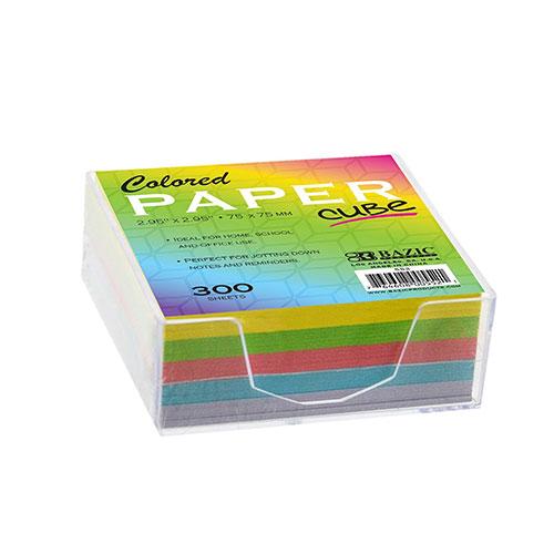 Color Paper Cube w/ Tray, 75mm x 75mm, 300 Count
