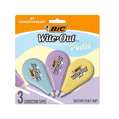  Pastel Mini Correction Tape, White, 3 Pack