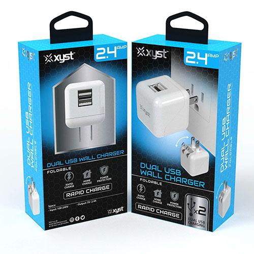 Bower 2.4 Amp Dual USB Wall Charger, White