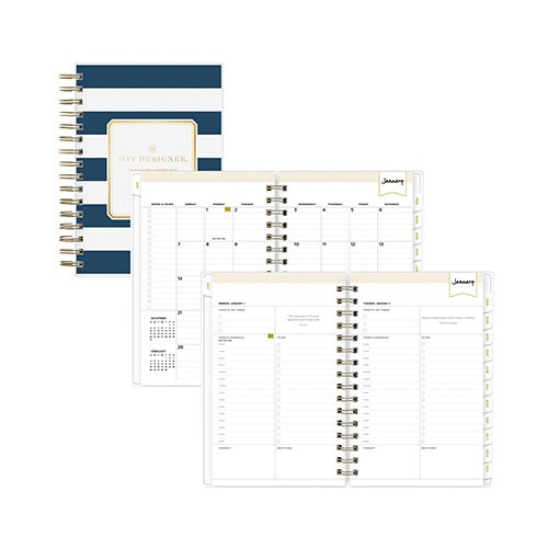 Planning Calendar Rugby Stripe Navy 5x8 Daily/Mthly