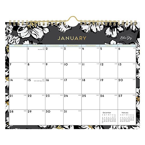 Wall Calendar Baccara Dark - 11x8.75 Monthly 