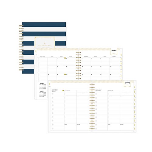 Planning Calendar Rugby Stripe Navy 8x10 Daily/Mthly