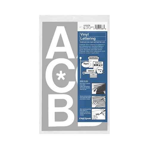 Self-Adhesive Vinyl Capital Letters, 3 Inches High, White, 50 per Pack