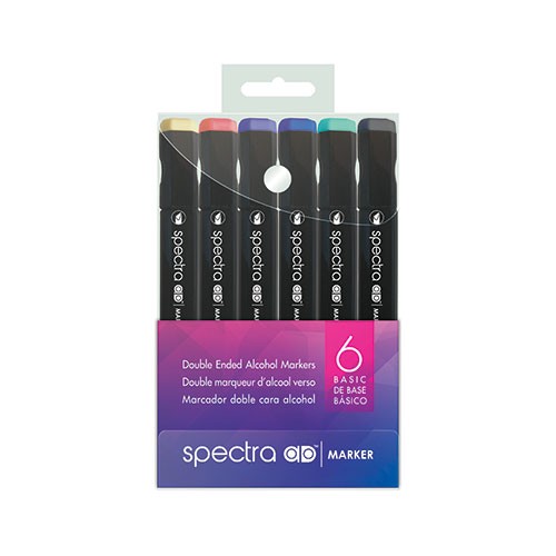 Chartpak® SpectraAD® Double-Ended Marker Basic Set, Assorted Colors, 6 Count