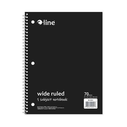 8" x 10-1/2" Black Wide Ruled 1-Subject Spiral Notebook