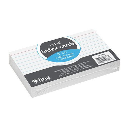 3" x 5" White Ruled Index Cards, 100 Count