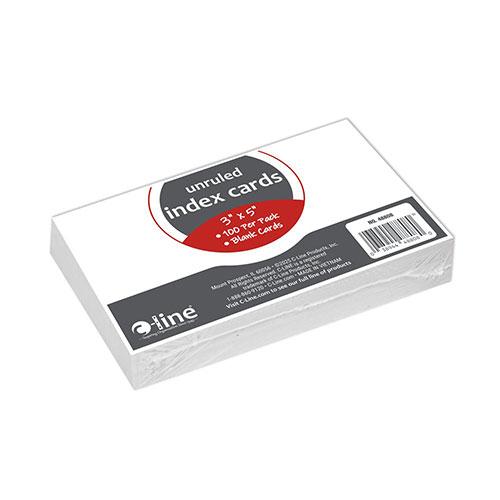 3" x 5" White Unruled Index Cards, 100 Count