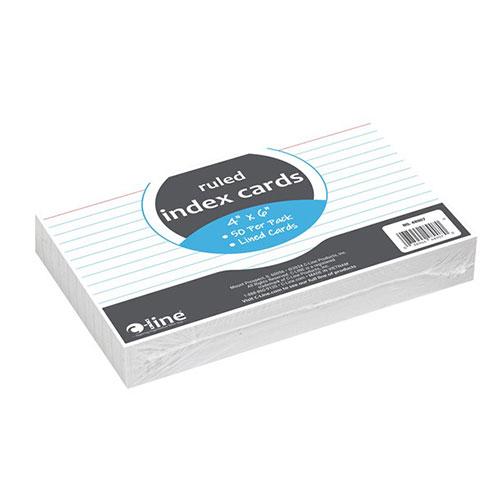 4" x 6" White Ruled Index Cards, 50 Count