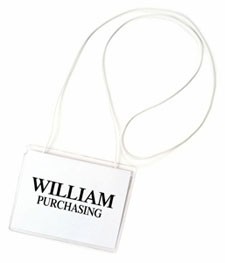 Name Badge Holder, Hanging, Convention, 4" x 3" w/White Cord, Sealed, 50 Count