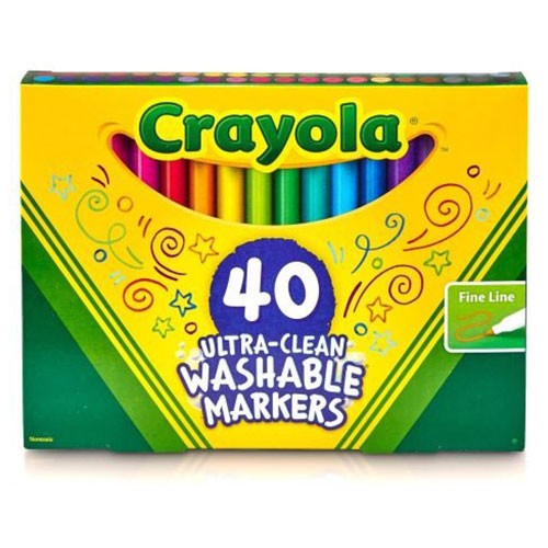 40 Count Ultra-Clean Washable Assorted, Fine Line, ColorMax Markers