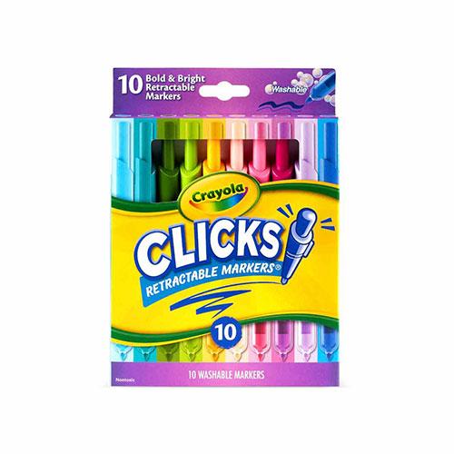 Clicks Retractable Markers, Bold & Bright, 10 Count