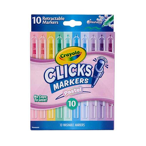 Clicks Retractable Markers, Pastel, 10 Count