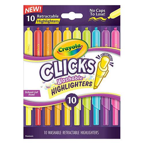 Clicks Retractable Highlighters, 10 Count