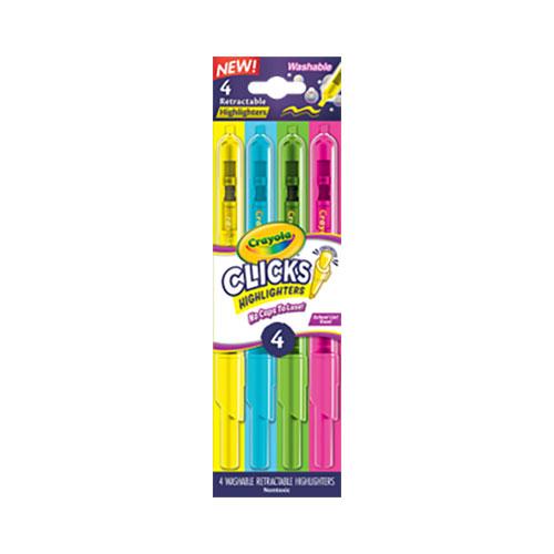 Clicks Retractable Highlighters, 4 Count