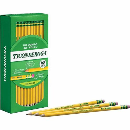 Ticonderoga®  Wooden Pencils, #2 HB Soft, Yellow, 60 Count