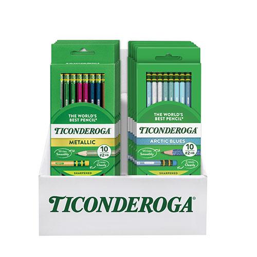 Ticonderoga Display, No. 2 Soft, Pre-Sharpened, Pastel and Neon 10ct-Packs, 24 Count
