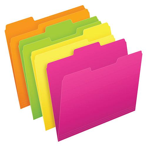 Pendaflex® File Folder, 1/3 Cut Tabs, Letter Size, Assorted Neon, 24 Count
