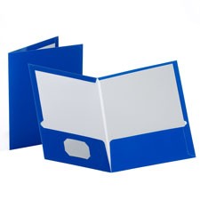 Oxford Portfolios, Laminated, 2 Pocket, Blue