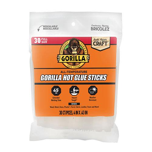 Gorilla Hot Glue Sticks, 4" x .43", 30 Count
