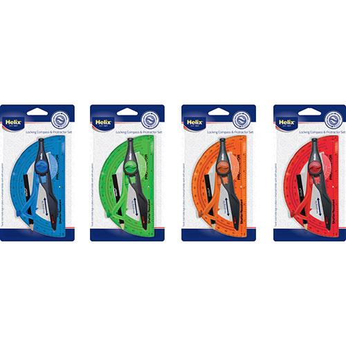 Plastic Compass and Protractor Set, Assorted Colors, 12 Count