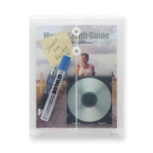 PolyEnvelope, Letter, String Closure, Top Loading, 1" Gusset, Clear