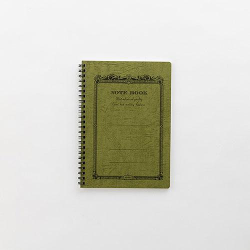 Apica C.D. Twin Ring Notebook, A5 Size, Olive Cover, Lined/Ruled Paper