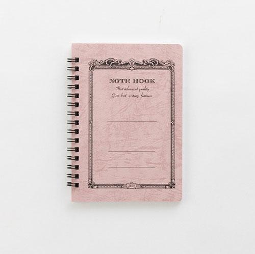 Apica C.D. Twin Ring Notebook, A6 Size, Peach Cover, Lined/Ruled Paper