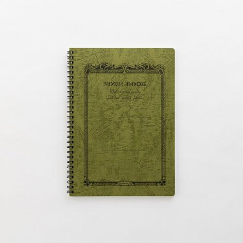 Apica C.D. Twin Ring Notebook, Semi-B5 Size, Olive Cover, Lined/Ruled Paper
