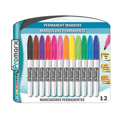 Promarx® Permanent Fine Point Markers, Assorted, 12 Count