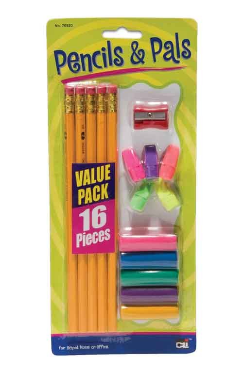 Pencils & Pals Value Pack, 16 Piece Set