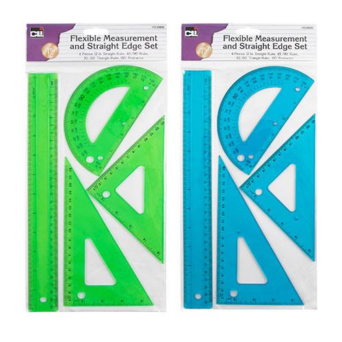Flexible Measurement and Straight Edge Set Assorted Colors 24 Count