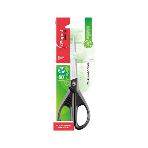 Essentials Eco-Friendly Scissors, 6-3/4"/17cm, 60% Recycled Handles, Black